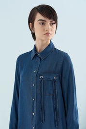 Eyelet Detail Tencel Tunic - Indigo