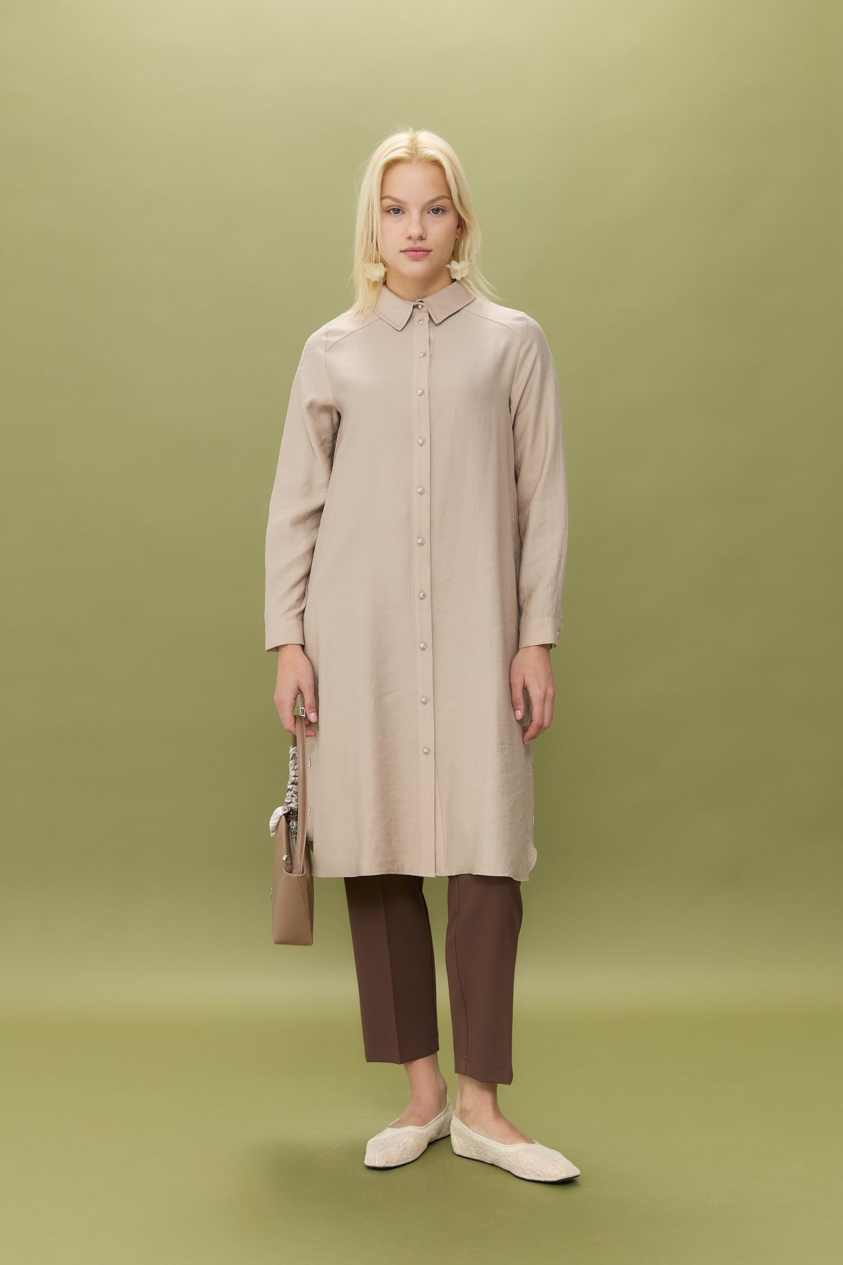 Kuşgözü Detaylı Tencel Tunik - Kumsal
