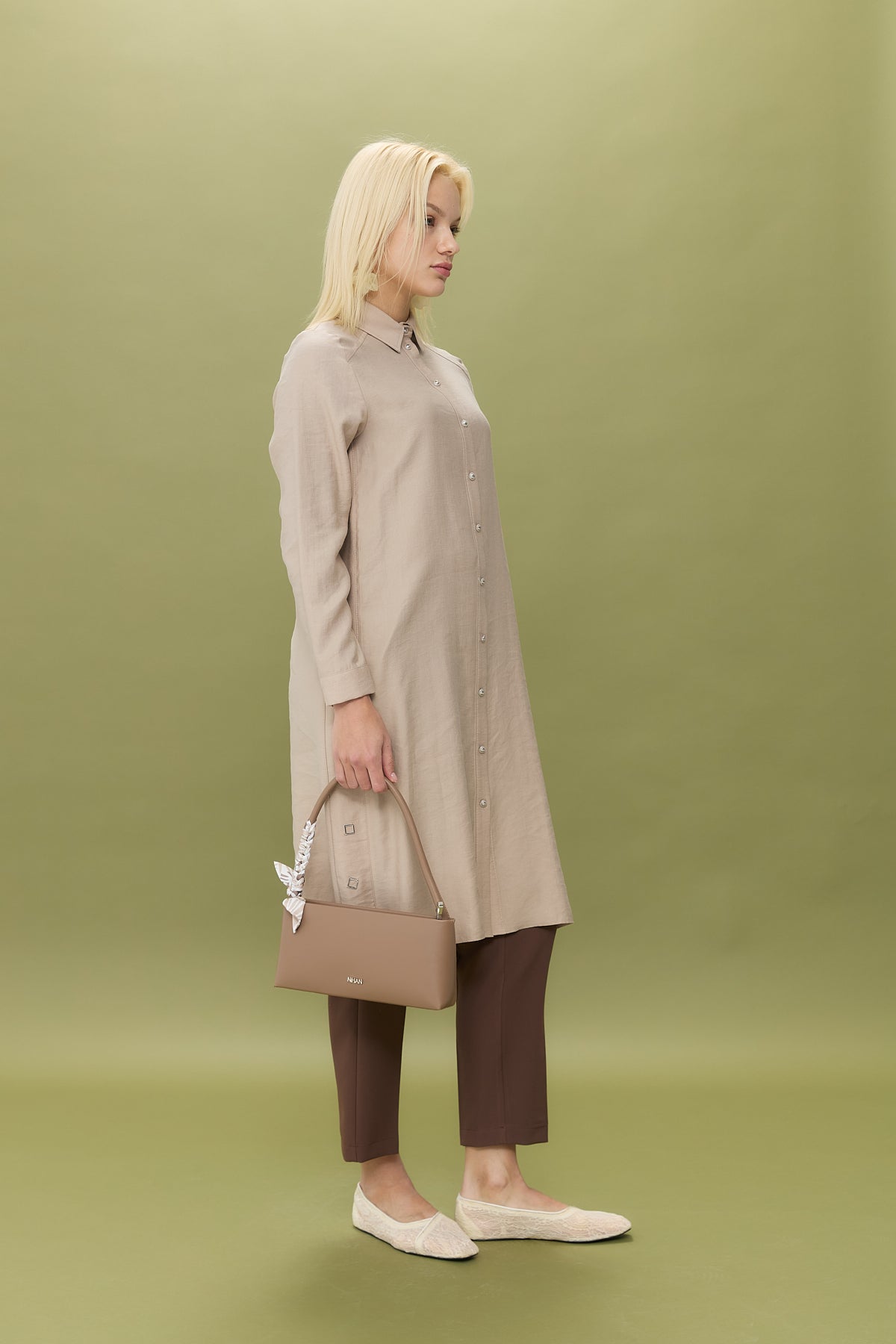 Kuşgözü Detaylı Tencel Tunik - Kumsal