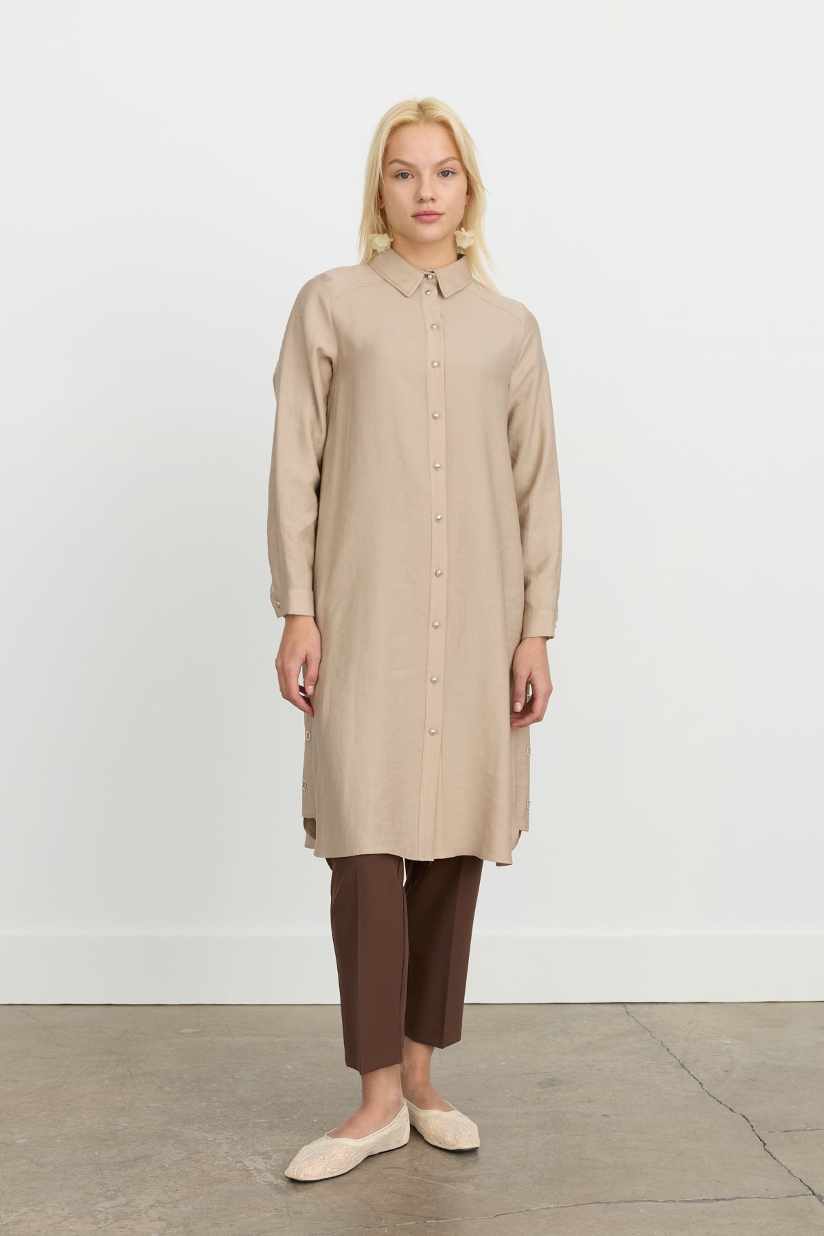 Kuşgözü Detaylı Tencel Tunik - Kumsal