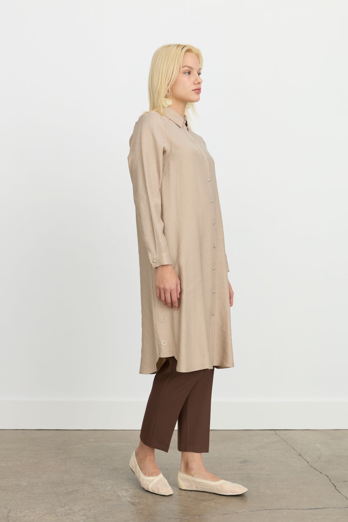 Kuşgözü Detaylı Tencel Tunik - Kumsal