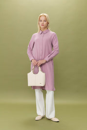 Kuşgözü Detaylı Tencel Tunik - Lavanta
