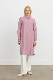 Kuşgözü Detaylı Tencel Tunik - Lavanta