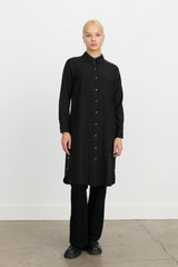 Kuşgözü Detaylı Tencel Tunik - Siyah