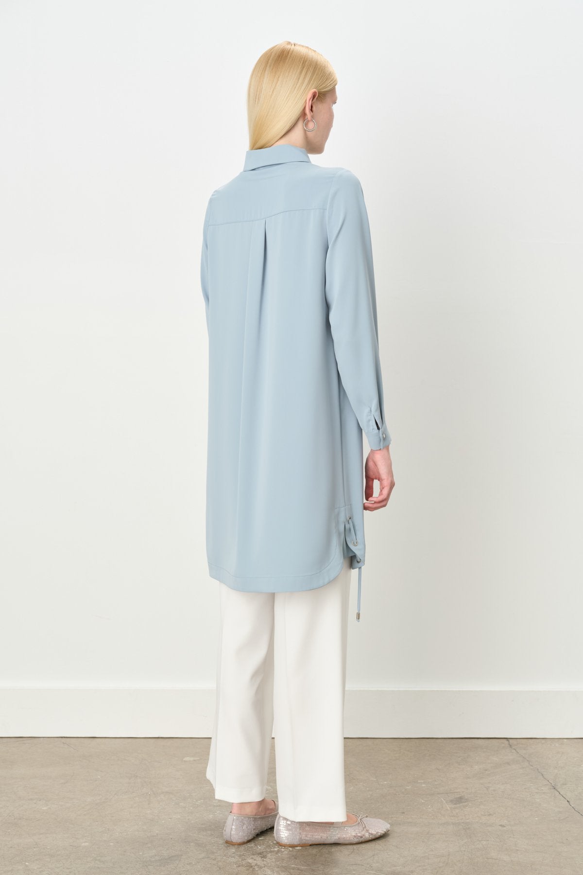 Eyelet Detail Tunic - Light Blue
