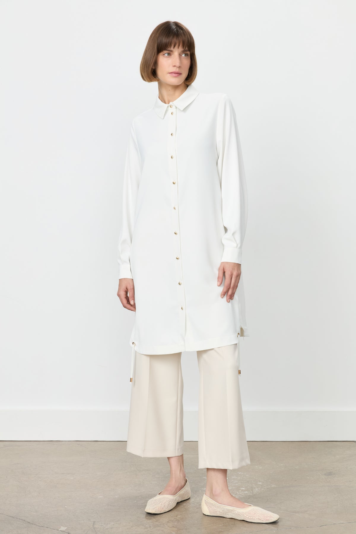 Eyelet Detail Tunic - Ecru