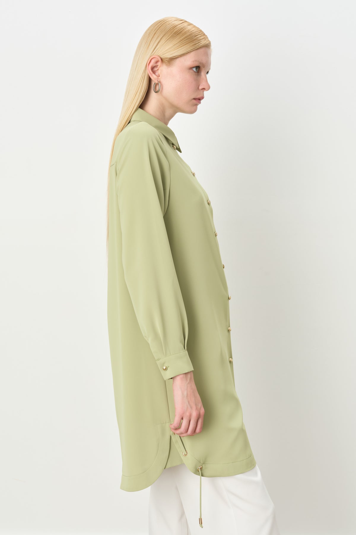 Eyelet Detail Tunic - Pistachio Green