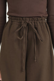 Lastikli Baggy Kanvas Pantolon - Kahve