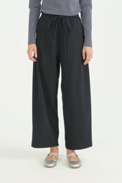 Lastikli Baggy Kanvas Pantolon - Lacivert