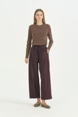 Lastikli Baggy Kanvas Pantolon - Mürdüm