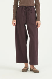 Lastikli Baggy Kanvas Pantolon - Mürdüm