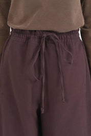 Lastikli Baggy Kanvas Pantolon - Mürdüm