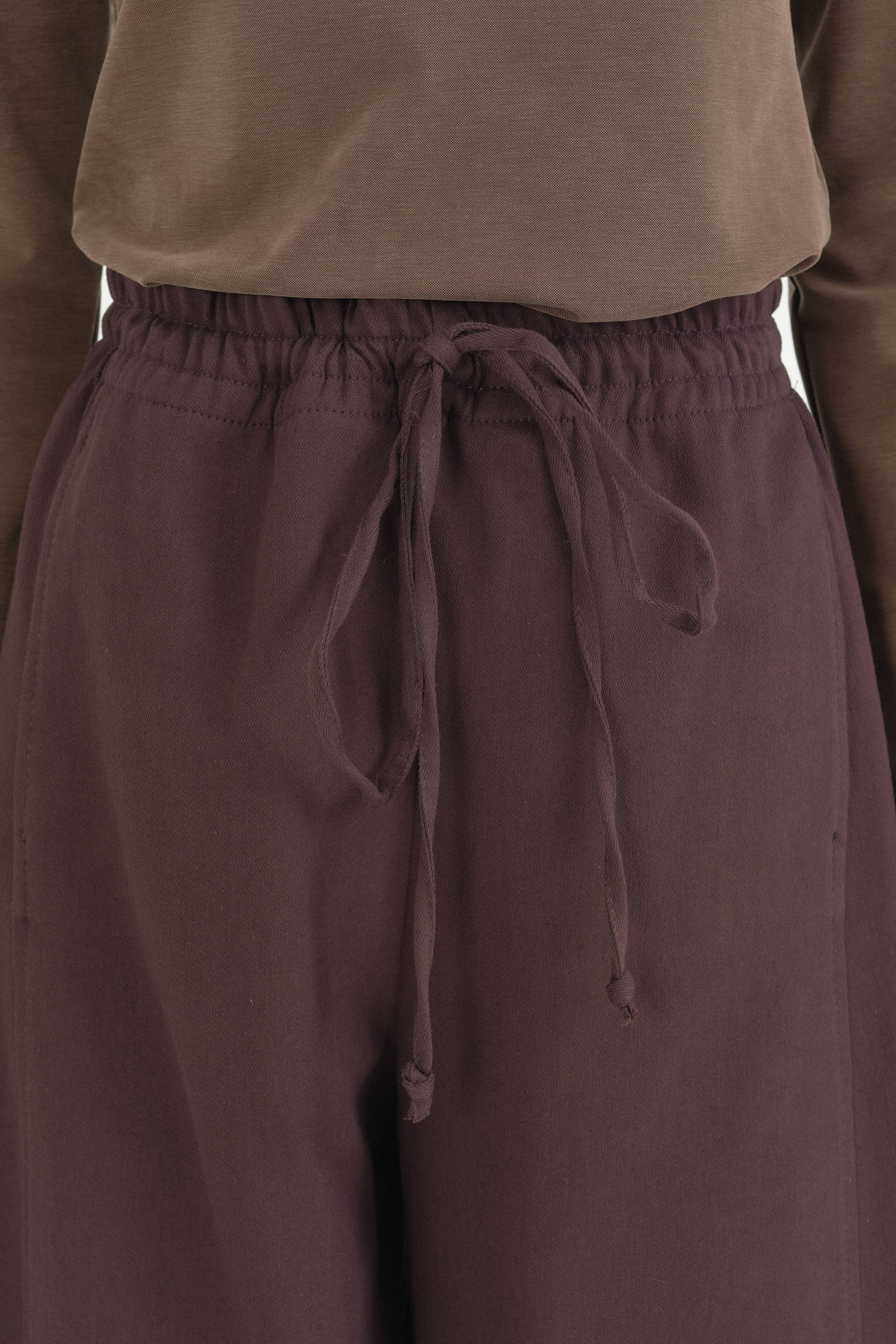 Lastikli Baggy Kanvas Pantolon - Mürdüm