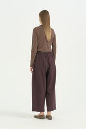 Lastikli Baggy Kanvas Pantolon - Mürdüm