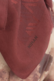 Logo Desen Naia Pamuk Eşarp - Bordo