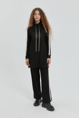 Logo Knitted Pants Tunic Set - Black