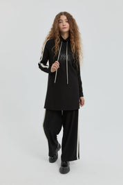 Logo Knitted Pants Tunic Set - Black