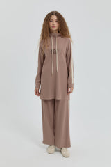 Logo Knitted Pants Tunic Set - Mink