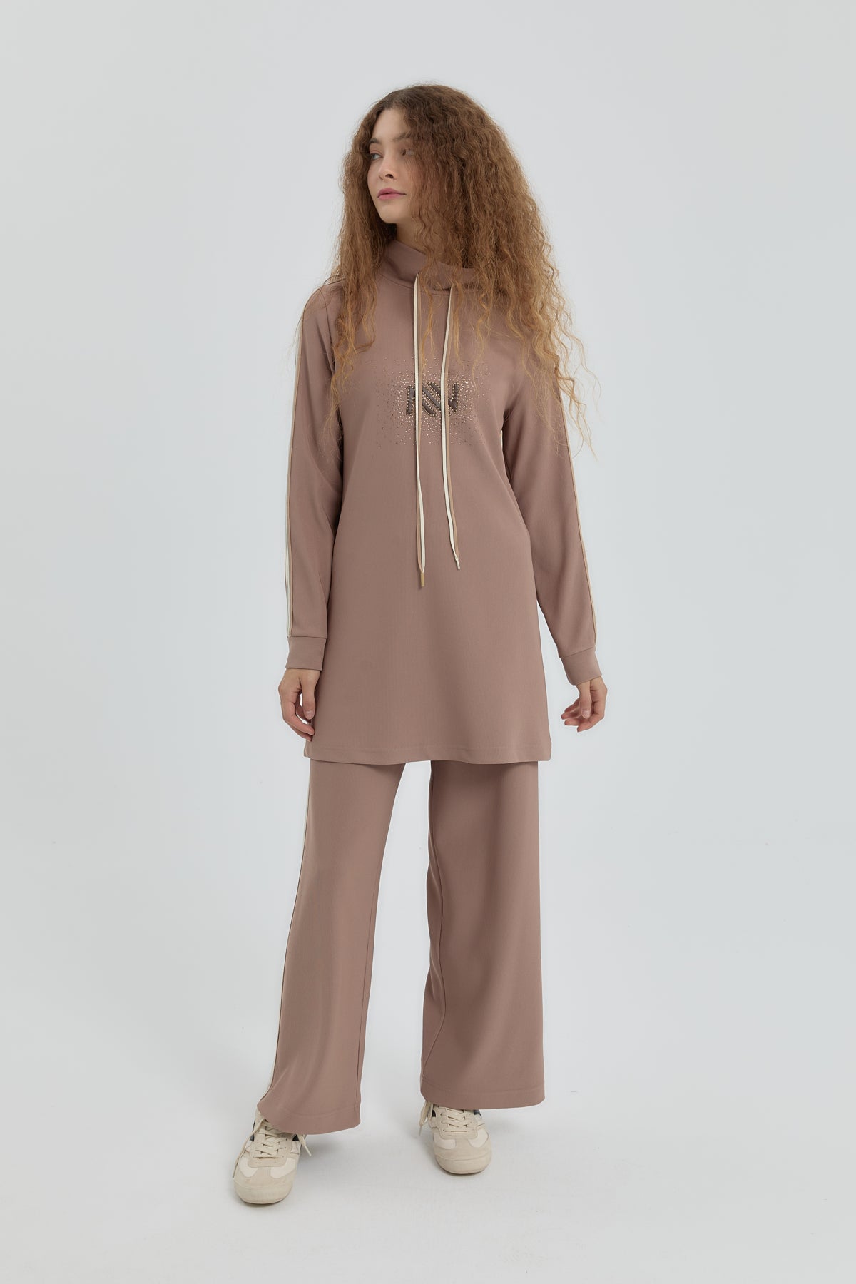 Logo Knitted Pants Tunic Set - Mink