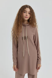Logo Knitted Pants Tunic Set - Mink