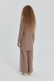 Logo Knitted Pants Tunic Set - Mink