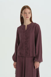 Lyocell Skirt Shirt Set - Plum