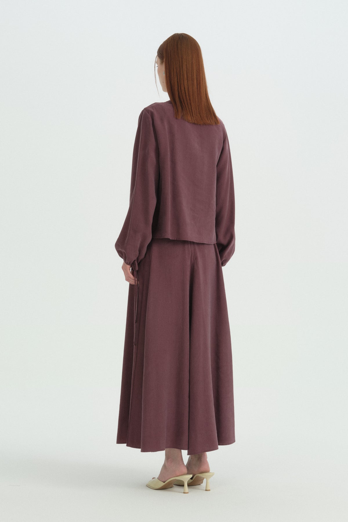 Lyocell Skirt Shirt Set - Plum