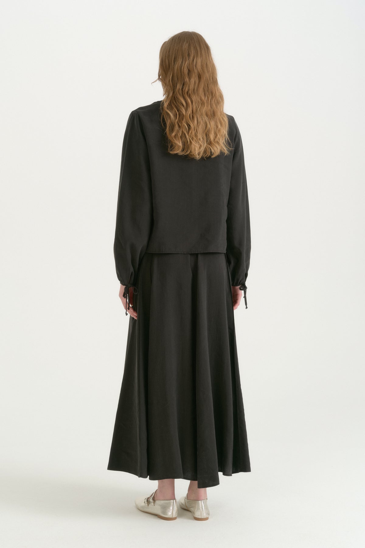 Lyocell Skirt and Shirt Set - Black