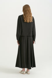 Lyocell Skirt and Shirt Set - Black