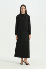 Lyocell Skirt and Shirt Set - Black