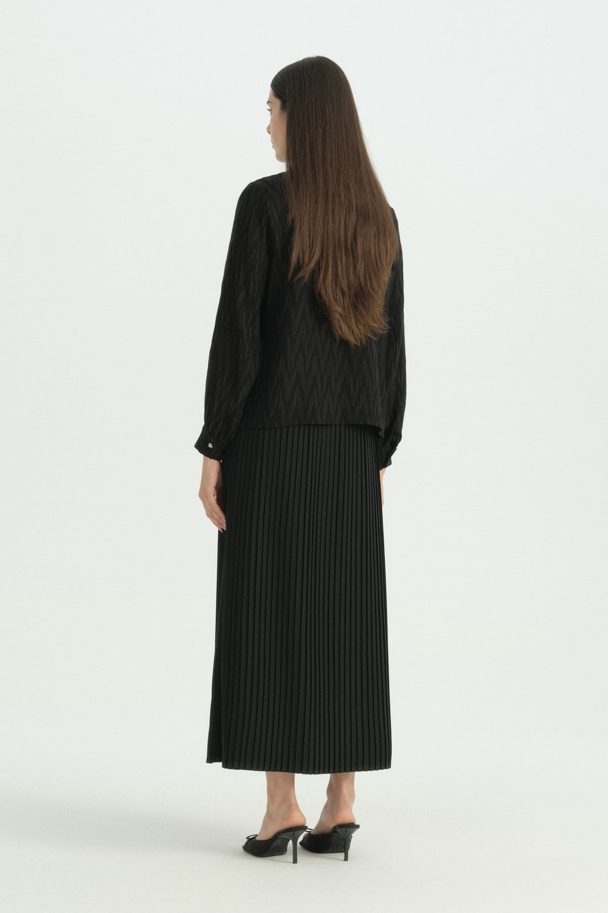 Lyocell Skirt and Shirt Set - Black