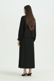Lyocell Skirt and Shirt Set - Black