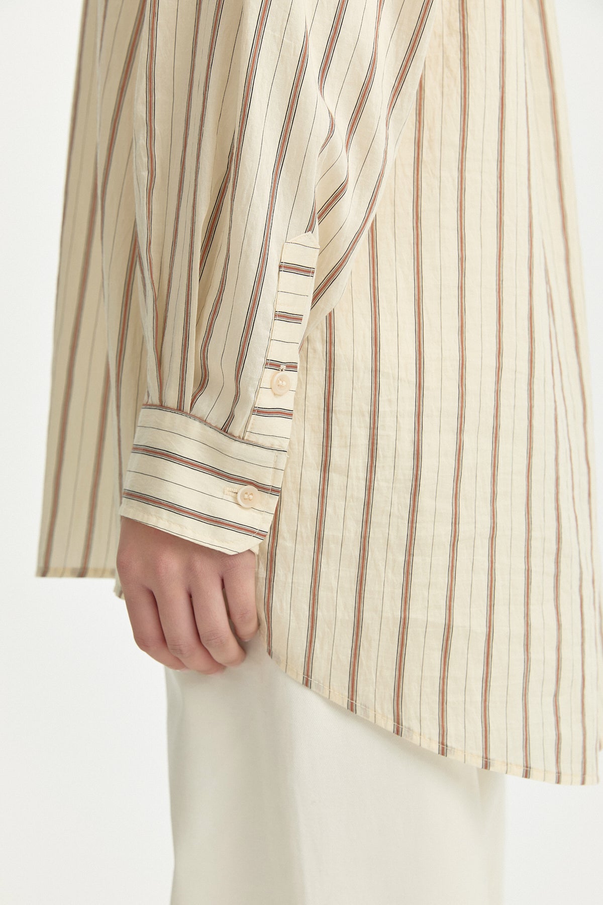 Lyocell Shirt Collar Tunic - Cream