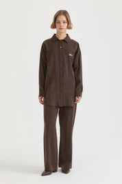 Lyocell Pantolon Tunik Takım - Kahve