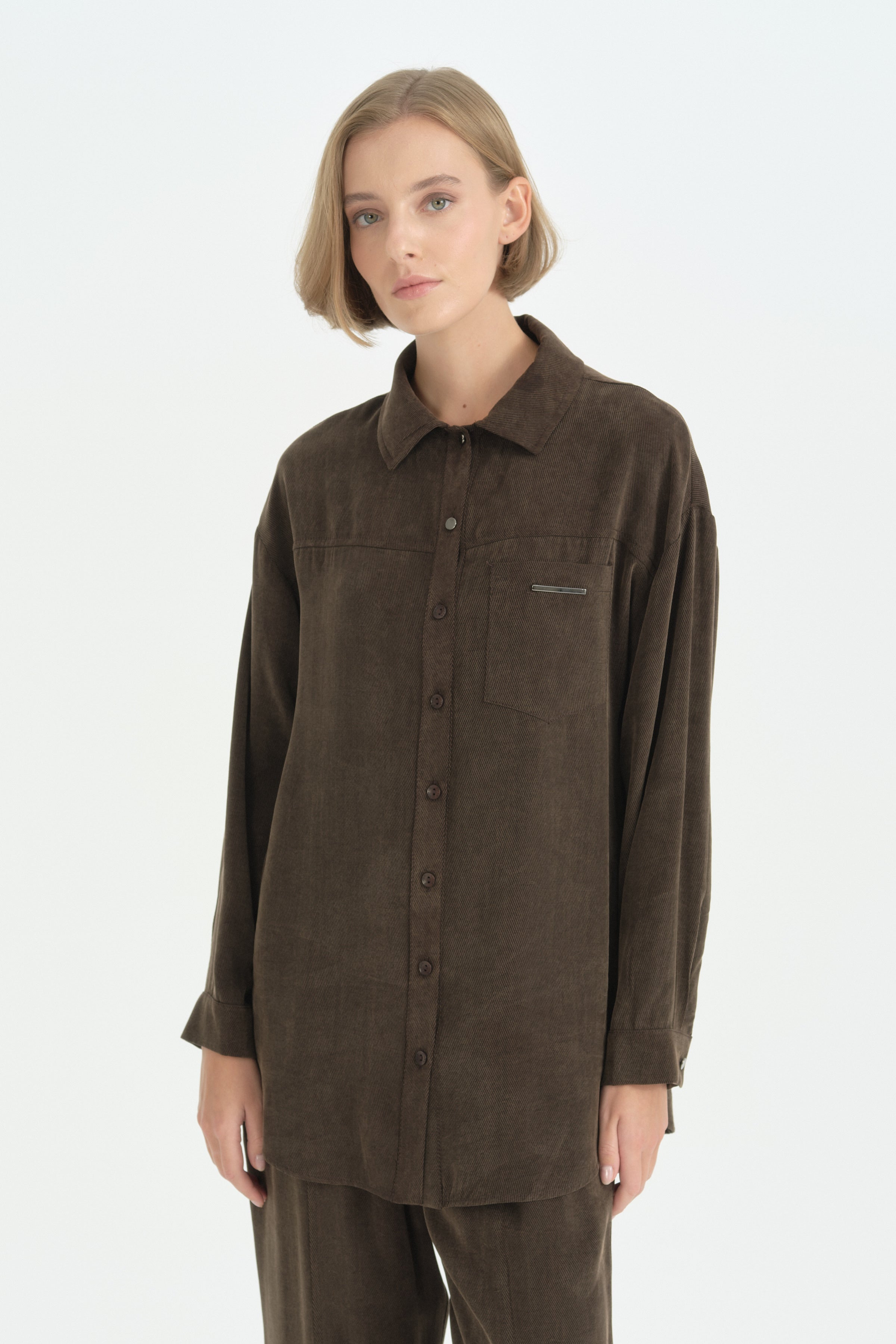 Lyocell Pantolon Tunik Takım - Kahve