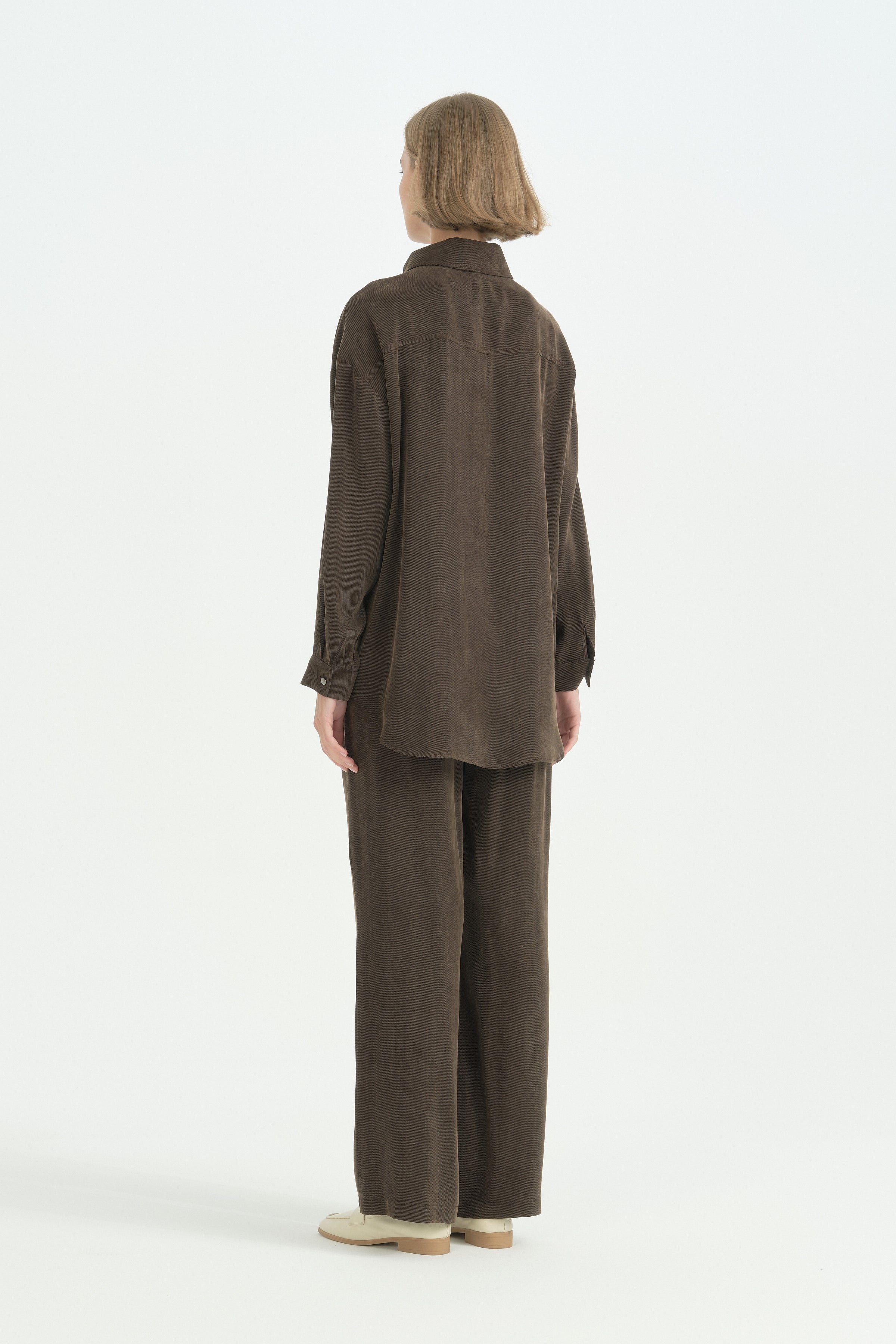 Lyocell Pantolon Tunik Takım - Kahve