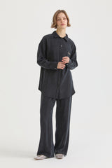 Lyocell Trousers Tunic Set - Black