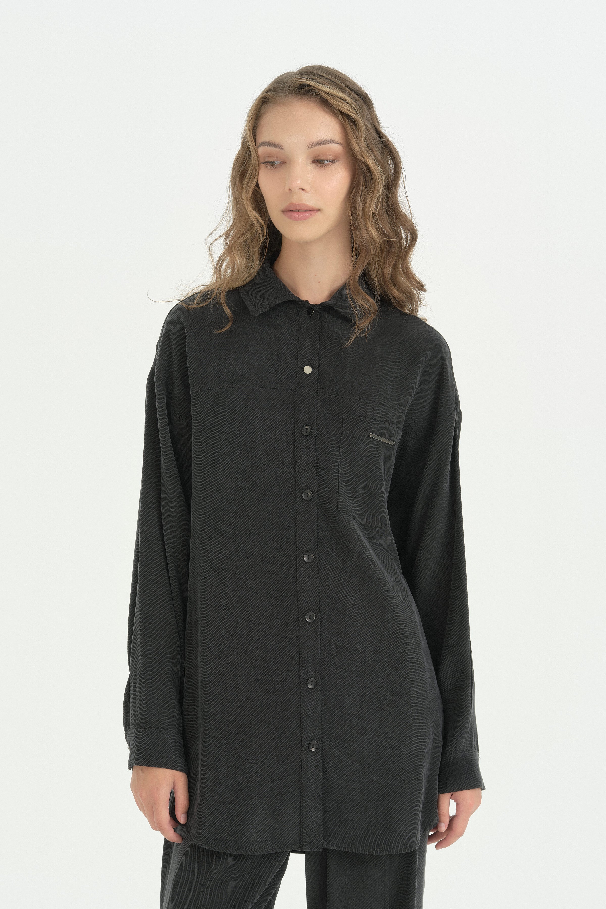 Lyocell Pantolon Tunik Takım - Siyah