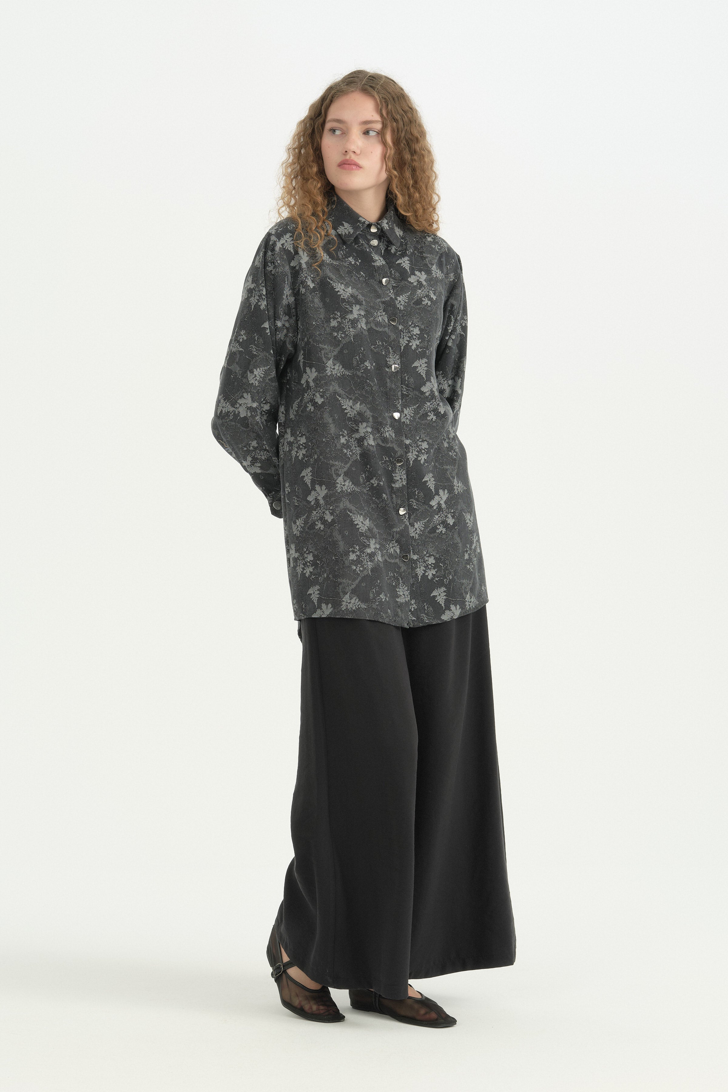 Lyocell Vintage Gömlek Tunik - Siyah