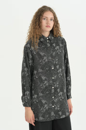 Lyocell Vintage Gömlek Tunik - Siyah