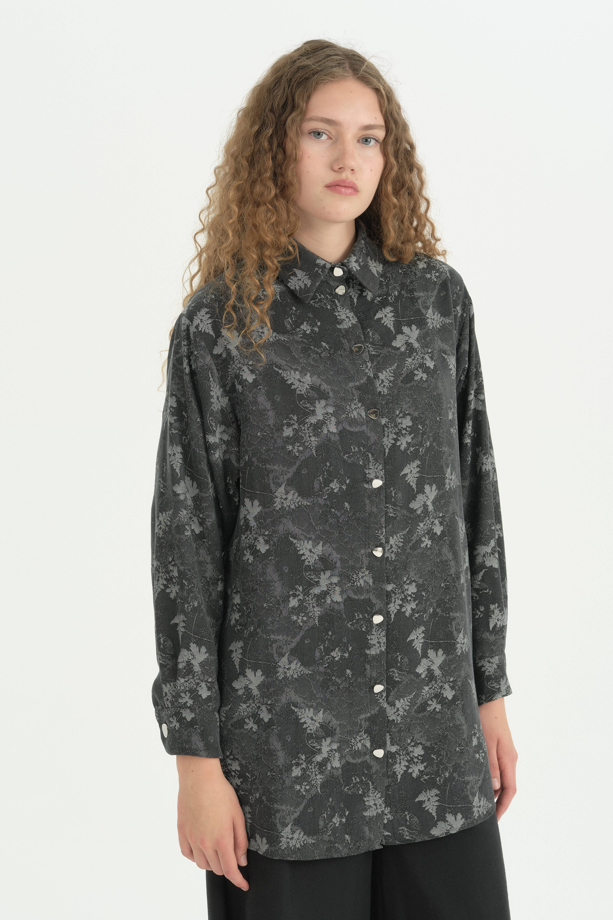 Lyocell Vintage Gömlek Tunik - Siyah