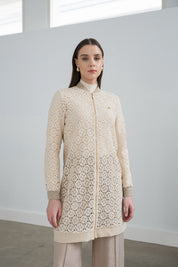 Makrome Bomber Dantel Ceket - Bej