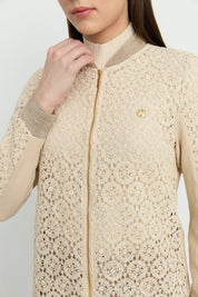 Makrome Bomber Dantel Ceket - Bej