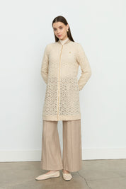 Makrome Bomber Dantel Ceket - Bej