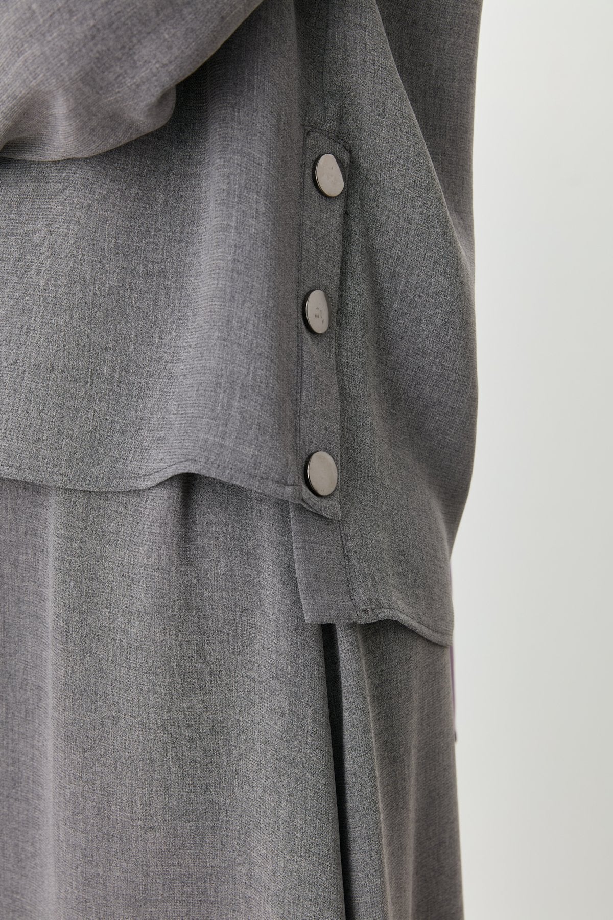 Skirt and Blouse Set with Metal Accessory Detail - Anthracite