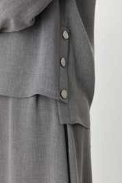 Skirt and Blouse Set with Metal Accessory Detail - Anthracite