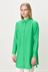 Metal Aksesuar Detaylı Tencel Karışım Tunik - Benetton Yeşili