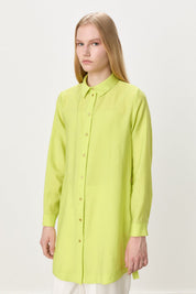 Metal Aksesuar Detaylı Tencel Karışım Tunik - Fıstık Yeşili