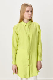 Tencel Blend Tunic with Metal Accessory Details - Pistachio Green
