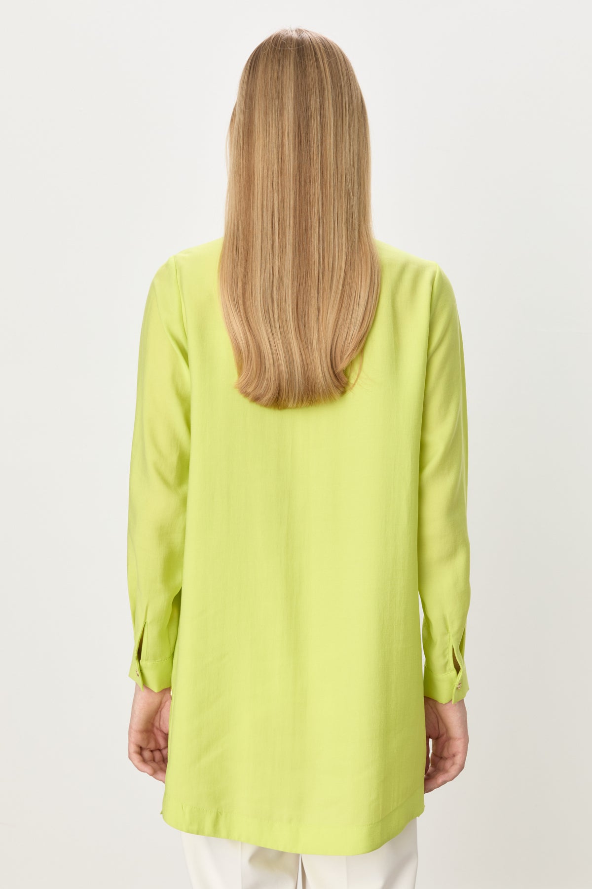 Tencel Blend Tunic with Metal Accessory Details - Pistachio Green